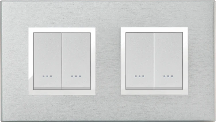 STIEL ALPHA Prestige 4-module square brushed anodised aluminium cover plate