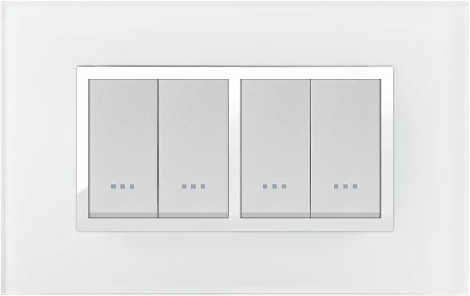 STIEL ALPHA Prestige 4-module rectangular white glass cover plate