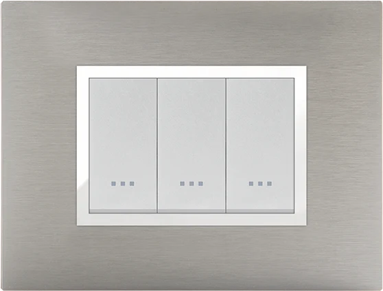 STIEL ALPHA Prestige 3-module rectangular stainless steel cover plate