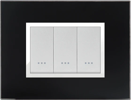 STIEL ALPHA Prestige 3-module rectangular black glass cover plate