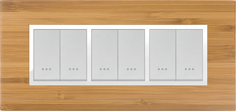 STIEL ALPHA Prestige 6-module rectangular solid bamboo cover plate