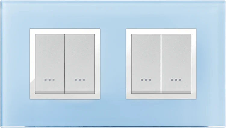STIEL ALPHA Prestige 4-module square azure blue glass cover plate