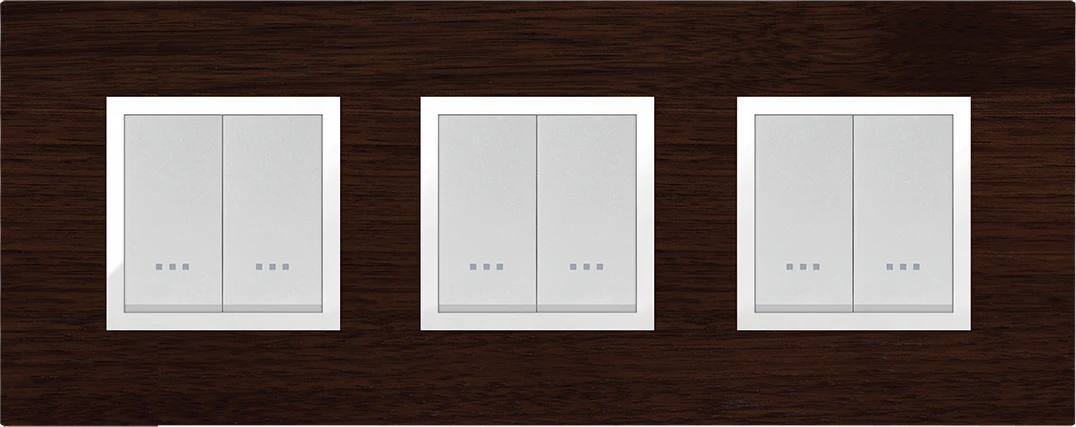 STIEL ALPHA Prestige 6-module square solid walnut cover plate