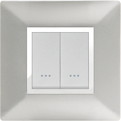 STIEL ALPHA Élégance 2-module square silver cover plate with chrome trim