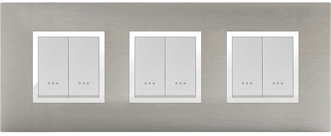 STIEL ALPHA Prestige 6-module square stainless steel cover plate
