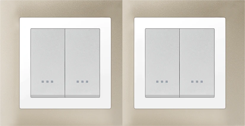 STIEL ALPHA Quadro 4-module square champagne cover plate with chrome trim