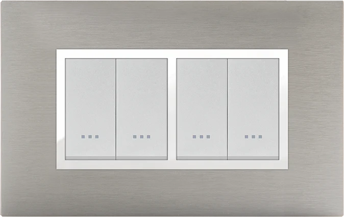 STIEL ALPHA Prestige 4-module rectangular stainless steel cover plate