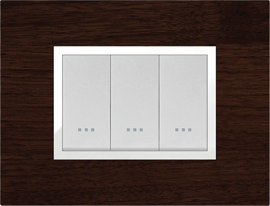 STIEL ALPHA Prestige 3-module rectangular solid walnut cover plate