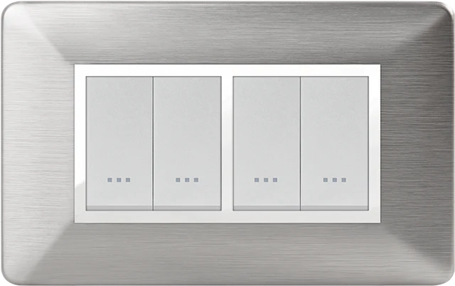 STIEL ALPHA Élégance 4-module rectangular titanium brushed aluminium cover plate