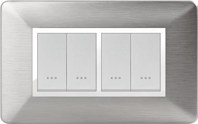 STIEL ALPHA Élégance 4-module rectangular titanium brushed aluminium cover plate