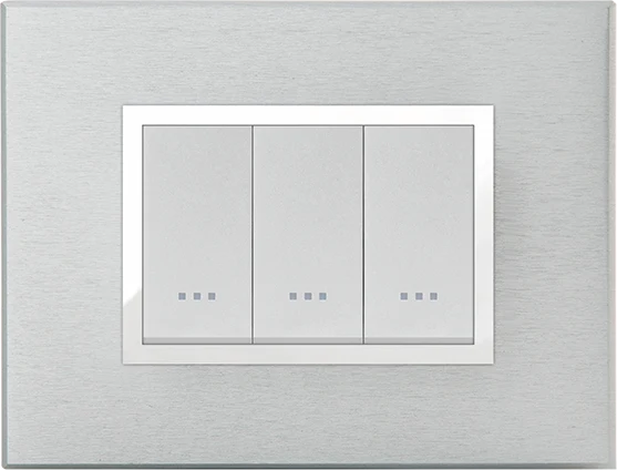 STIEL ALPHA Prestige 3-module rectangular brushed anodised aluminium cover plate