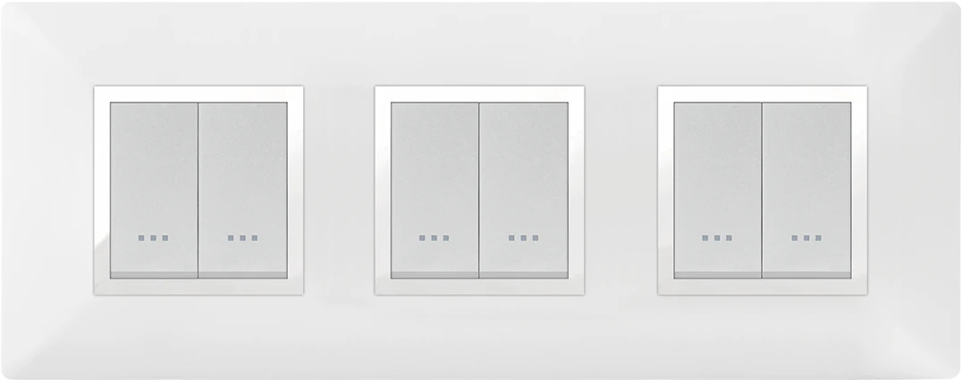 STIEL ALPHA Élégance 6-module square snow white cover plate with chrome trim