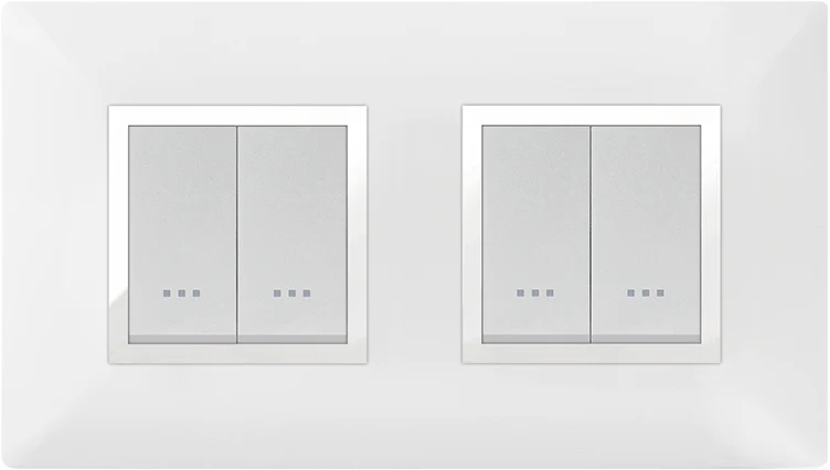 STIEL ALPHA Élégance 4-module square snow white cover plate with chrome trim
