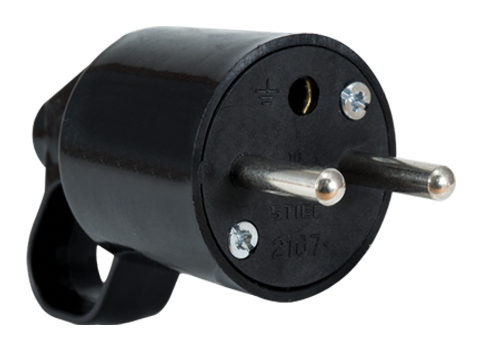 STIEL French male plug 2P+T 16A with pull ring black