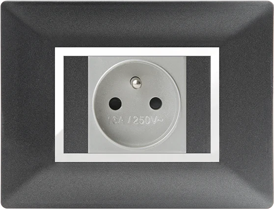 STIEL ALPHA Élégance for socket rectangular metallic black cover plate with chrome trim