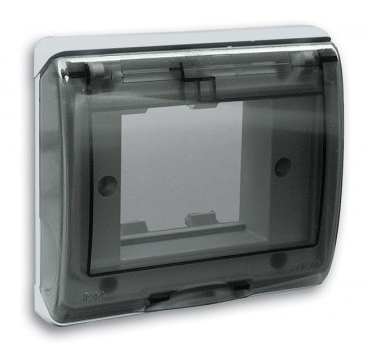 Weatherproof plate flush-mounted square 2 modules S45 cover rigid smoked — SOMEF 45SPQ02BG