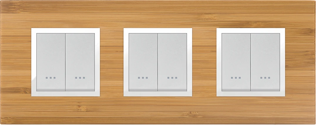 STIEL ALPHA Prestige 6-module square solid bamboo cover plate