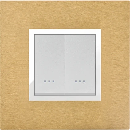 STIEL ALPHA Prestige 2-module square gold brass cover plate