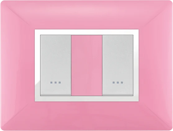 STIEL ALPHA Élégance 2-module rectangular pink cover plate with chrome trim