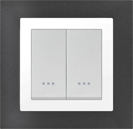 STIEL ALPHA Quadro 2-module square metallic black cover plate with chrome trim