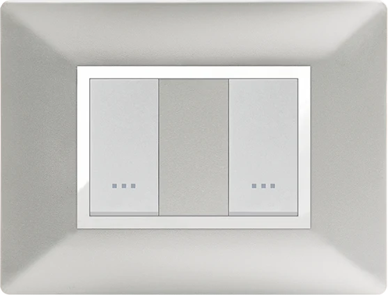 STIEL ALPHA Élégance 2-module rectangular silver cover plate with chrome trim
