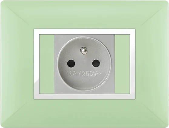 STIEL ALPHA Élégance for socket rectangular anise green cover plate with chrome trim