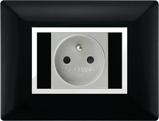 STIEL ALPHA Élégance for socket rectangular black cover plate with chrome trim