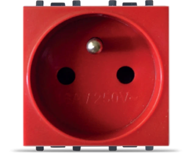 STIEL ALPHA 2P+E socket 16A – 250VAC red polarised shuttered