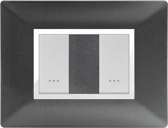 STIEL ALPHA Élégance 2-module rectangular metallic black cover plate with chrome trim