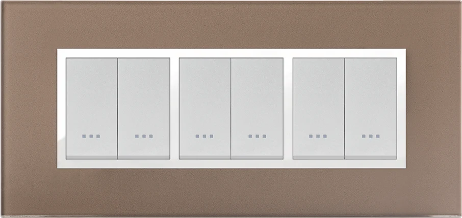 STIEL ALPHA Prestige 6-module rectangular bronze glass cover plate
