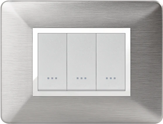 STIEL ALPHA Élégance 3-module rectangular titanium brushed aluminium cover plate