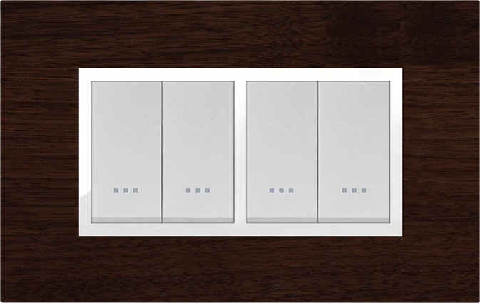 STIEL ALPHA Prestige 4-module rectangular solid walnut cover plate
