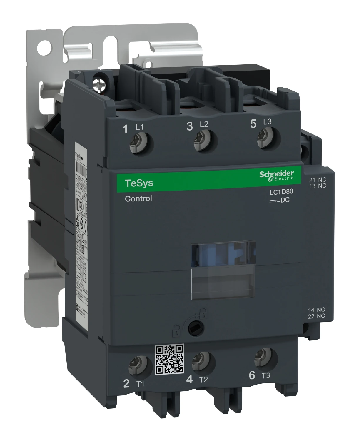 Contacteur TeSys Deca LC1D80FW — 3P, 80 A AC-3/AC-3e, commande 110 V CC, plage élargie