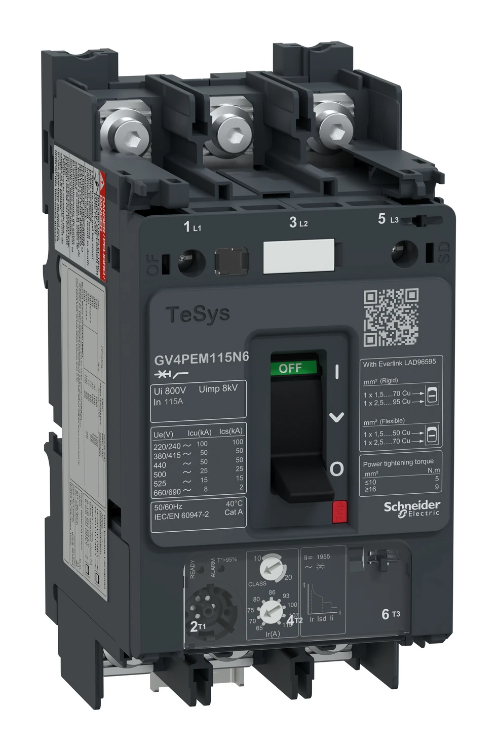TeSys GV4PEM115N6 motor circuit breaker — 65 to 115 A