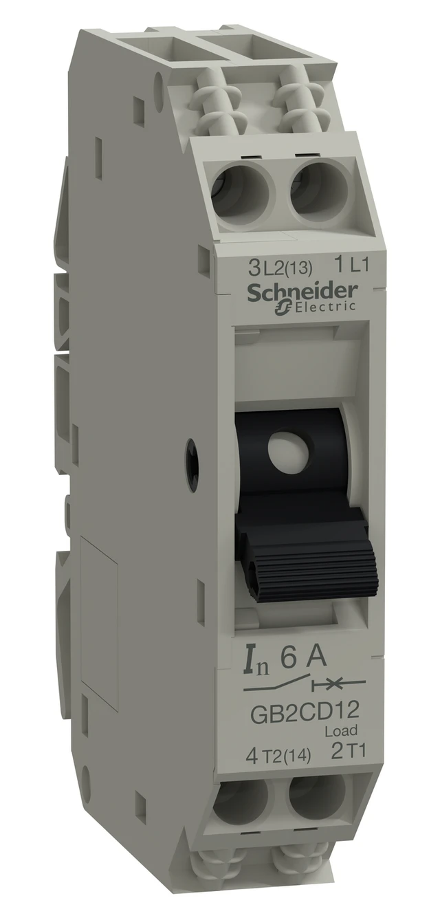 TeSys GB2CD12 auxiliary circuit breaker — 1P+N, Ith 6 A — Schneider Electric