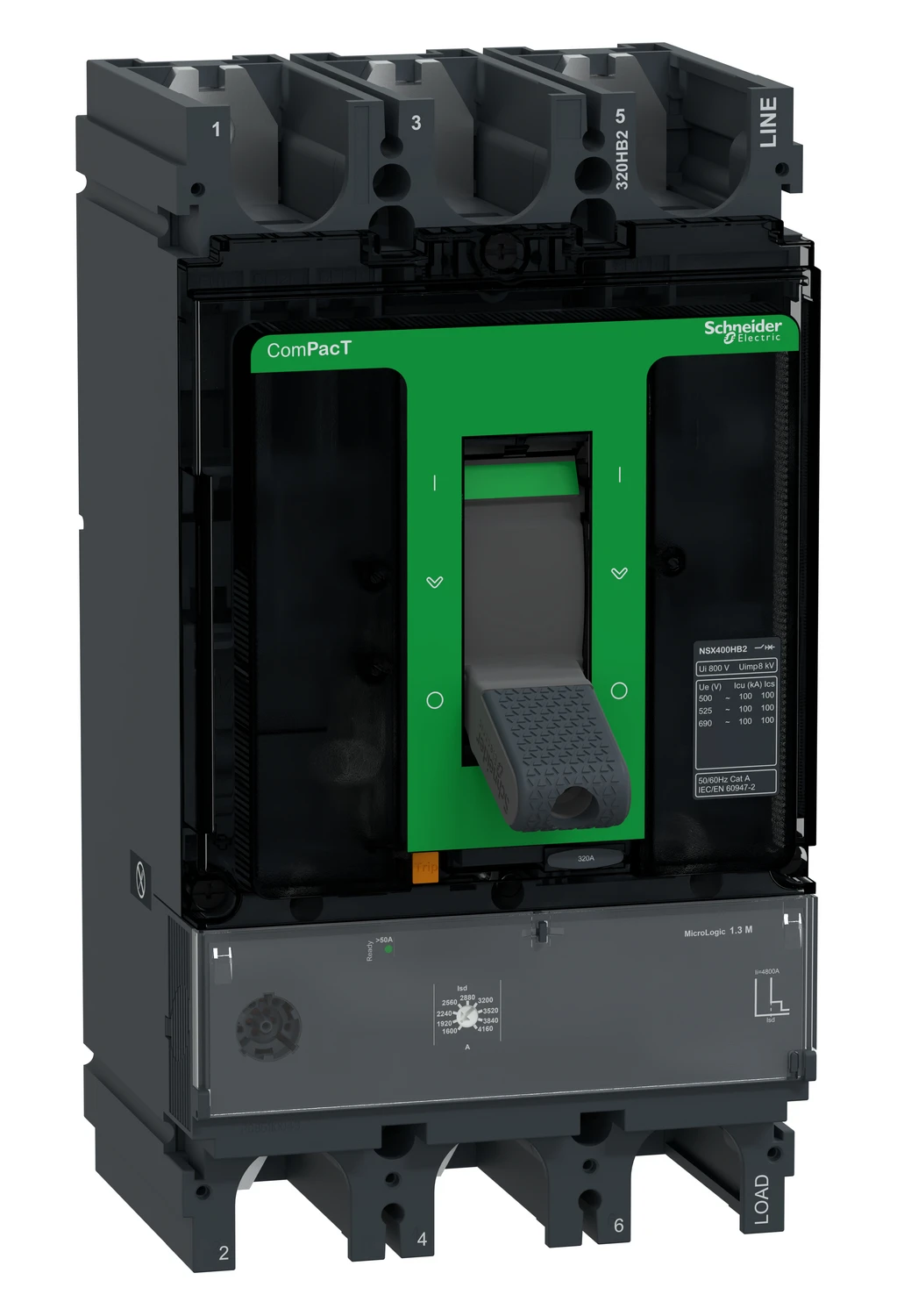 Disjoncteur ComPacT NSX C40W31M320 — 3P, 320 A, MicroLogic 1.3 M — Schneider Electric