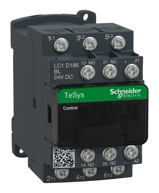 TeSys Deca LC1D186BL contactor — 3P, 18 A AC-3/AC-3e, 24 V Low consumption DC control