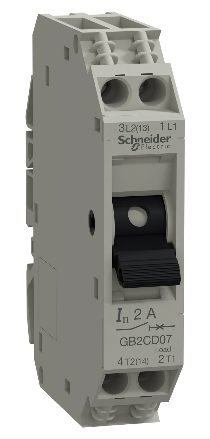 TeSys GB2CD07 auxiliary circuit breaker — 1P+N, Ith 2 A