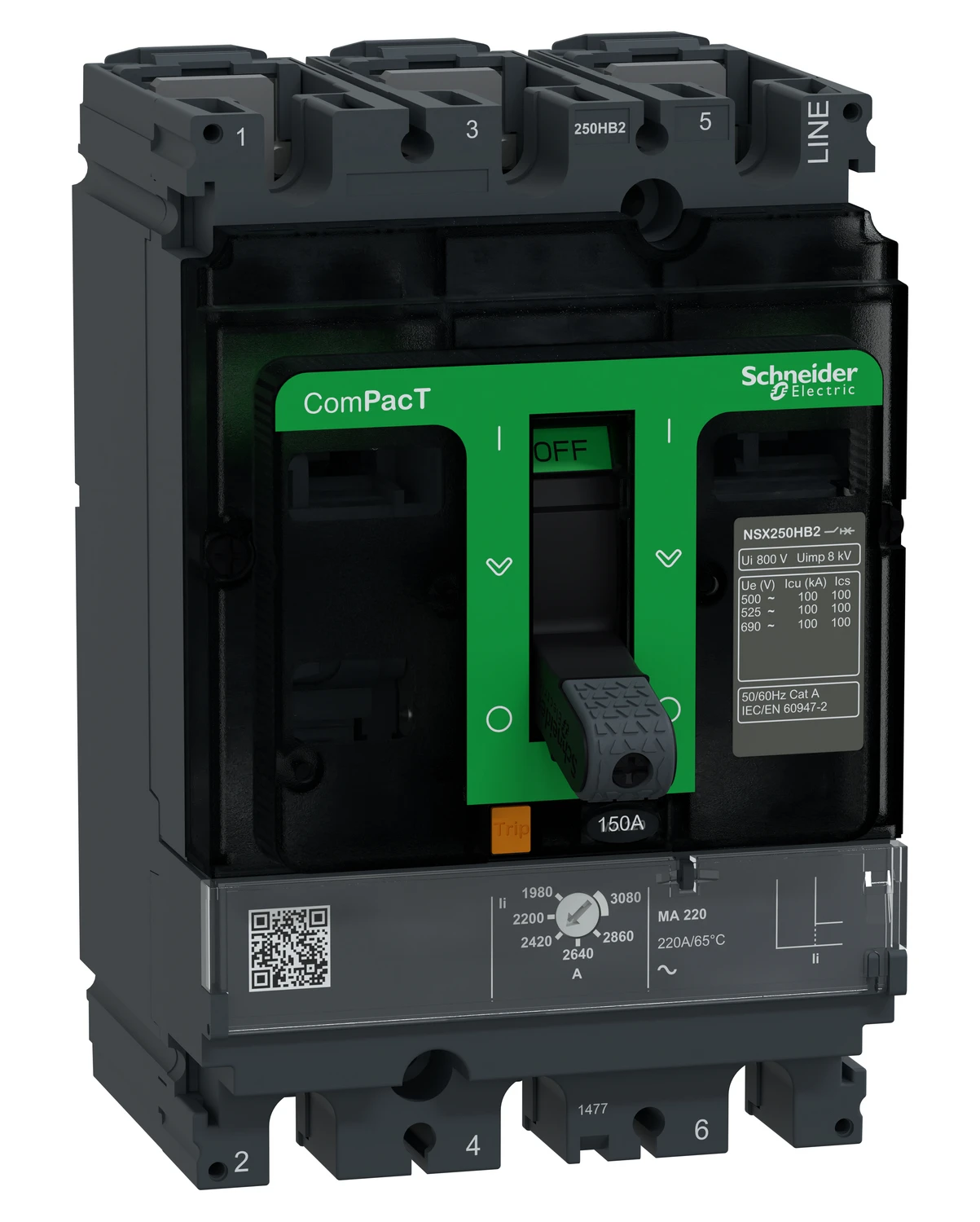 Disjoncteur ComPacT NSX C25W3MA150 — 3P, 150 A, MA — Schneider Electric
