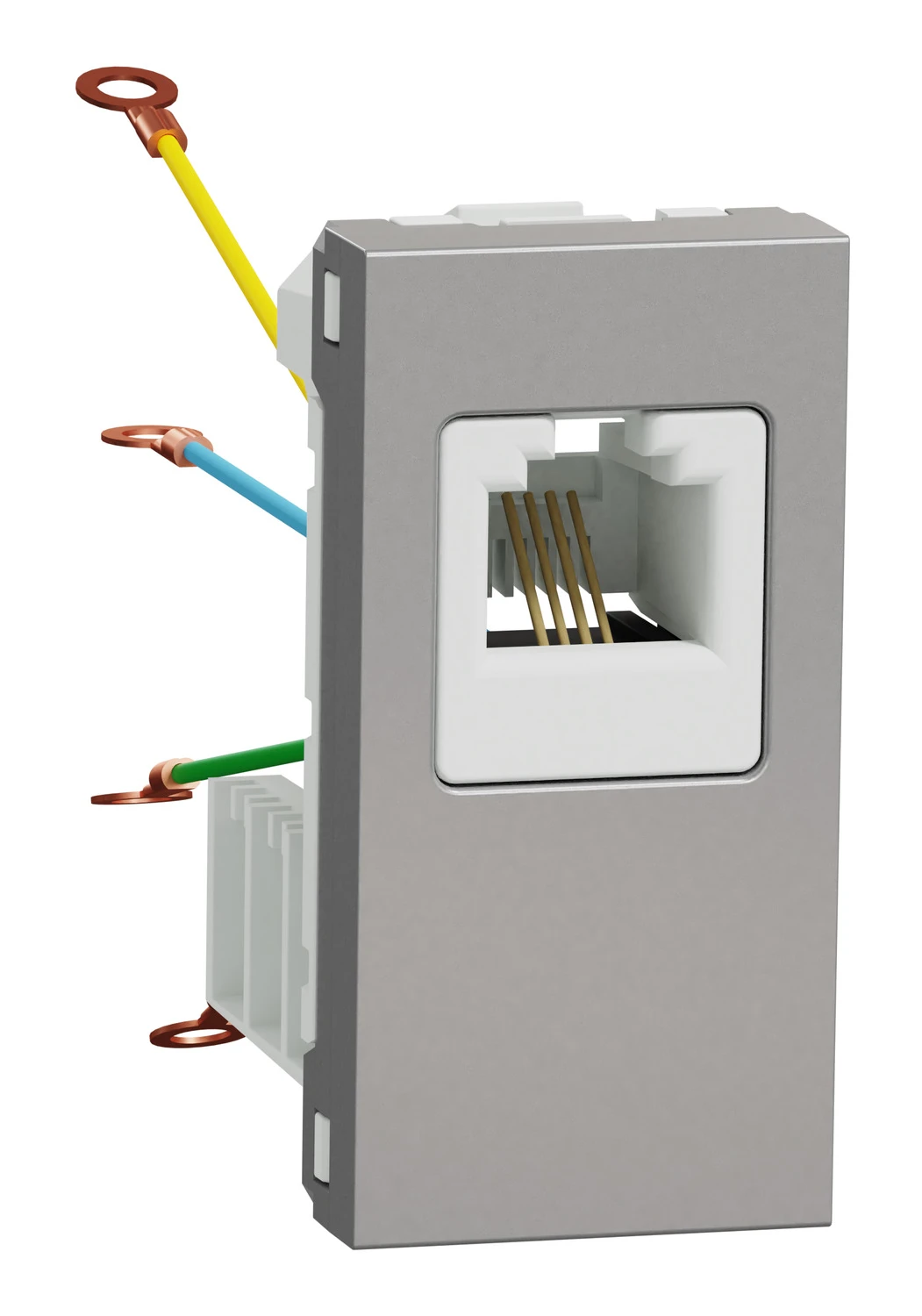 New Unica NU349130 rj12 telephone socket — aluminium — Schneider Electric