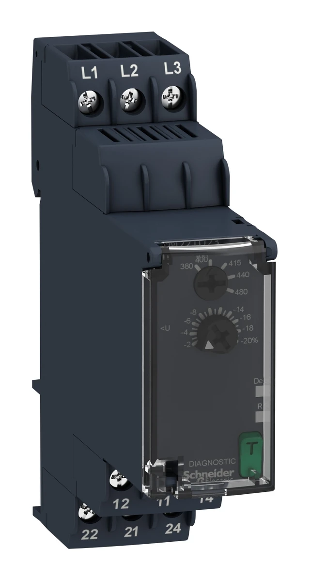 Relais de contrôle triphasé RM22TU23 — 380...480 V AC — Schneider Electric