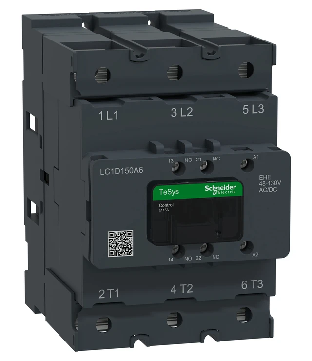 TeSys Deca Advanced LC1D150A6EHE contactor — 3P, 75 kW / 400 V, 48 to 130 V AC/DC control