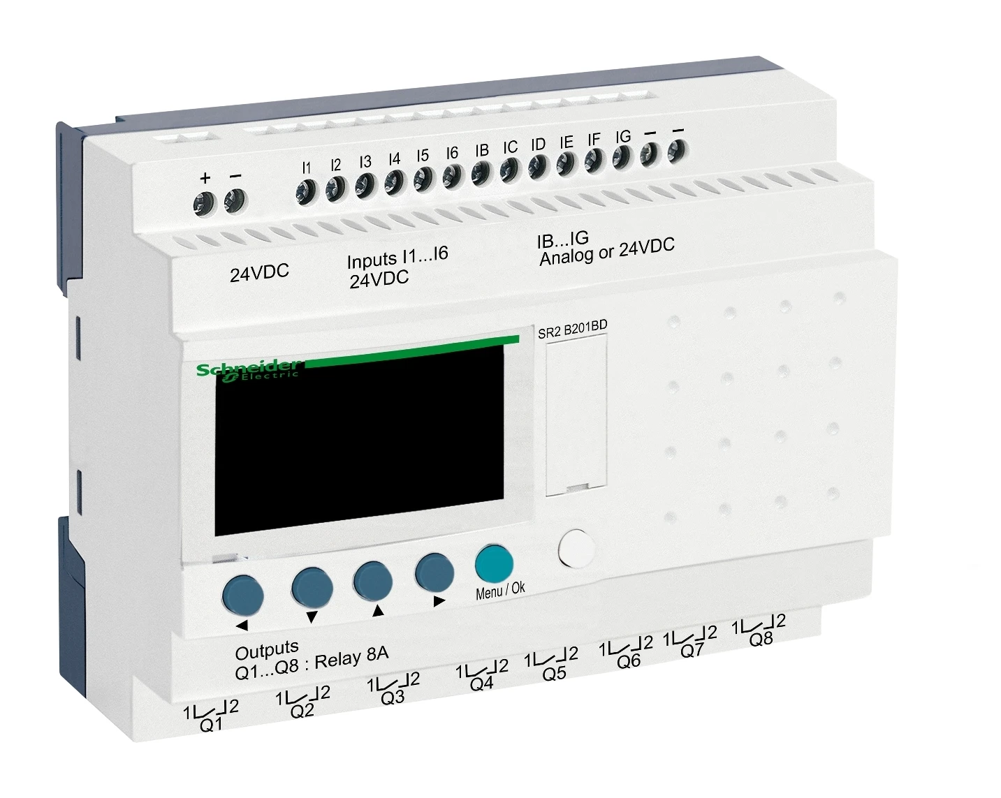 Zelio Logic SR2/SR3 SR2B201BD smart relay – 20 I/O – 24 V DC
