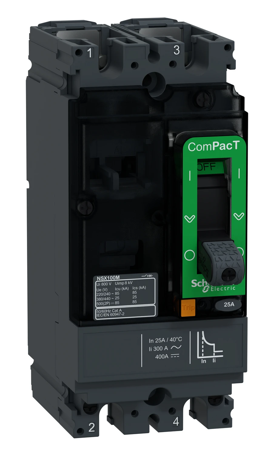 ComPacT NSX C10M2TM025 circuit breaker — 2P, 25 A, TM-D