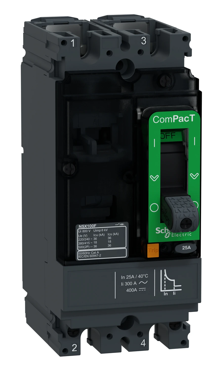 Disjoncteur ComPacT NSX C10F2TM025 — 2P, 25 A, TM-D