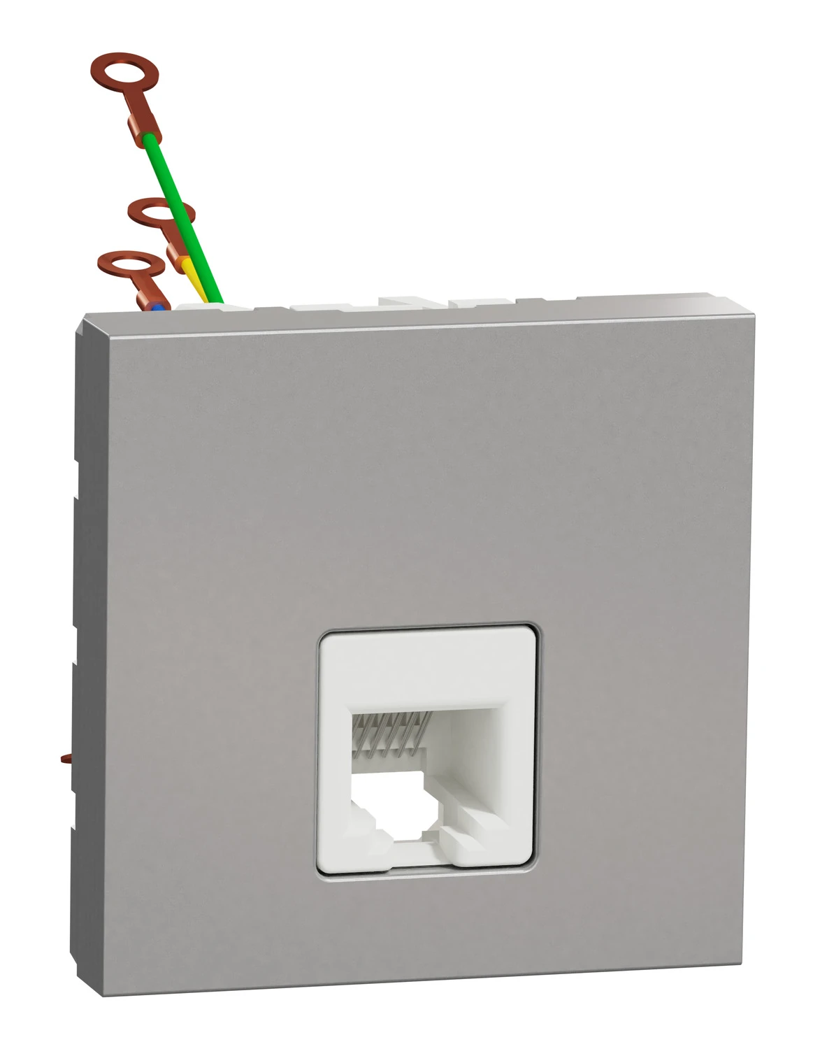 New Unica NU349730 rj12 telephone socket — aluminium — Schneider Electric