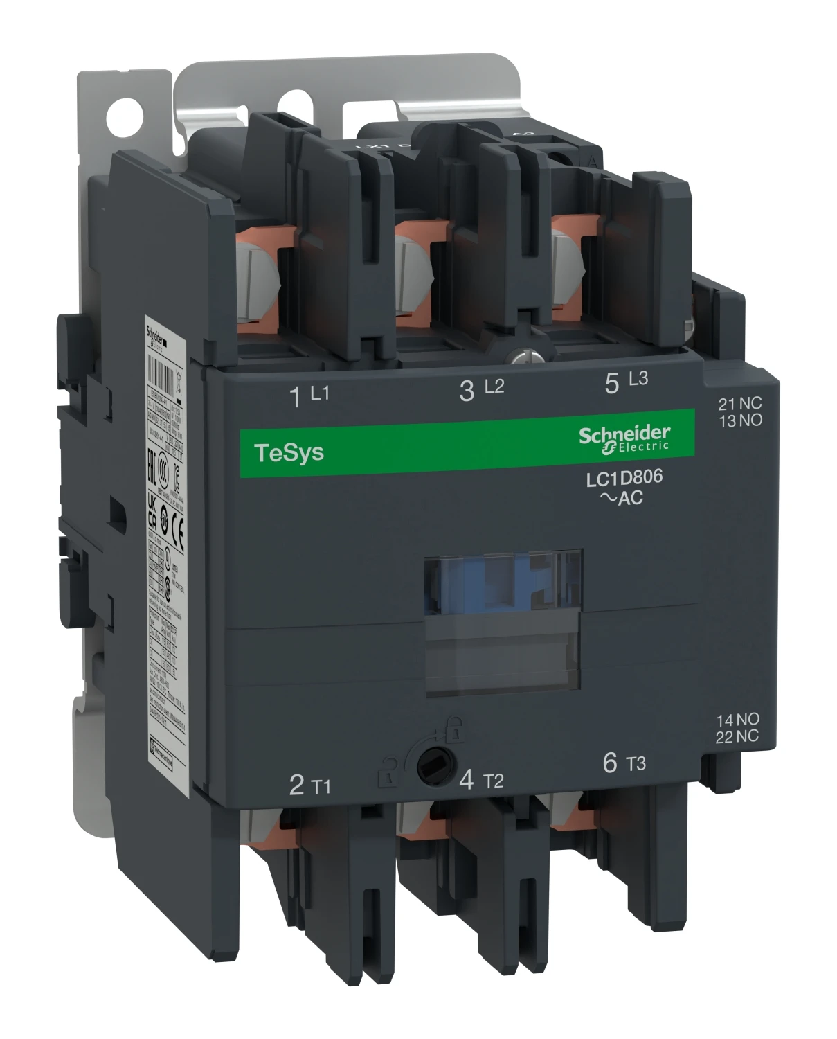TeSys Deca LC1D806B7 contactor — 3P, 80 A AC-3/AC-3e, 24 V AC, 50/60 Hz control