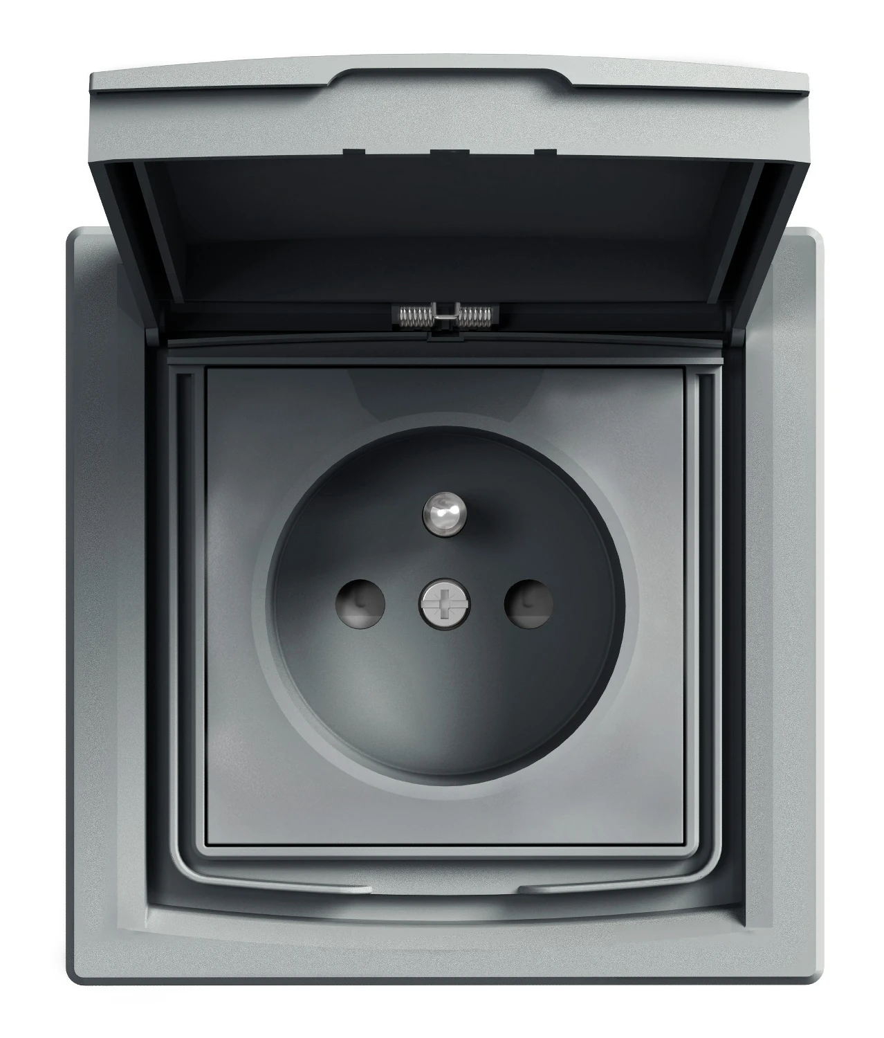 Asfora EPH2800362 earthed socket outlet — steel — Schneider Electric