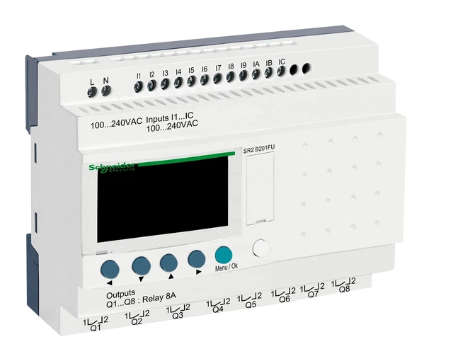 Zelio Logic SR2/SR3 SR2B201FU smart relay – 20 I/O – 100-240 V AC