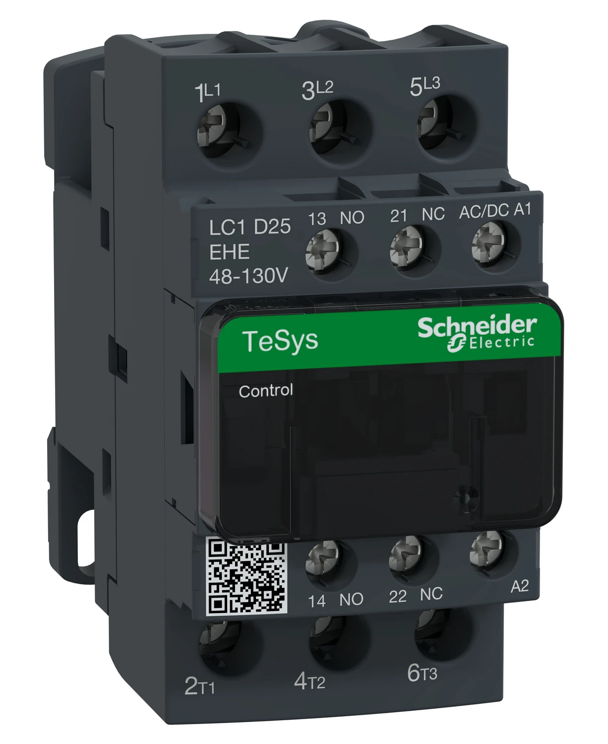 TeSys Deca Advanced LC1D25EHE contactor — 3P, 11 kW / 400 V, 48 to 130 V AC/DC control